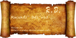 Racskó Dávid névjegykártya