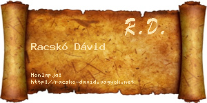 Racskó Dávid névjegykártya