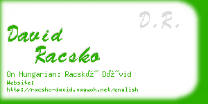 david racsko business card